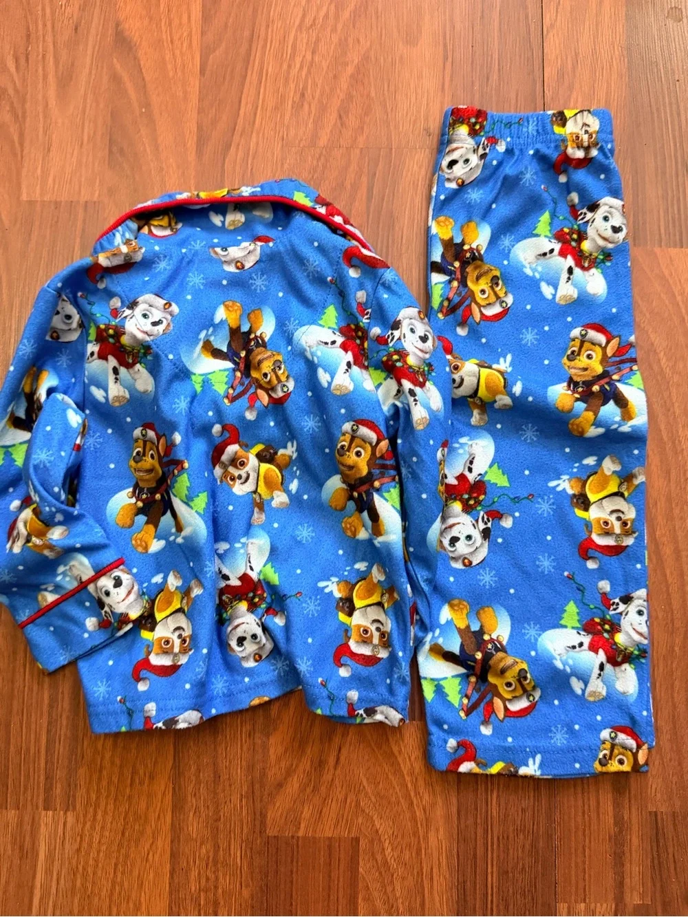 Nickelodeon Blue Paw Patrol Fleece Pajama Set with Red Trim